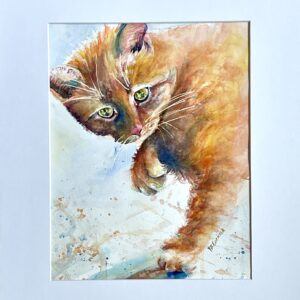 Cat original watercolor painting / ARTIST: Yolanda Barreto / YB Boricua Art LLC / Boricua Art