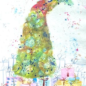 Christmas original watercolor painting / ARTIST: Yolanda Barreto / YB Boricua Art LLC / Boricua Art