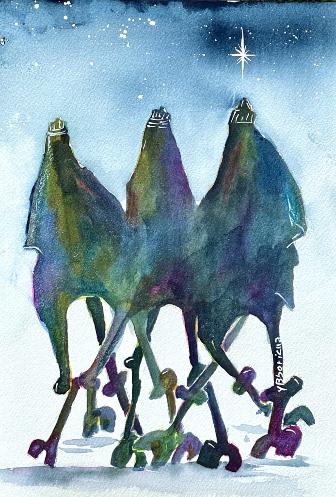 3 king original watercolor painting / ARTIST: Yolanda Barreto / YB Boricua Art LLC