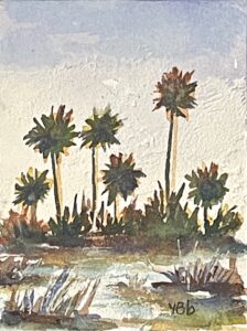 Landscape / miniature original watercolor painting / ornament decor / ATC / ACEO / ARTIST: Yolanda Barreto / YB Boricua Art LLC