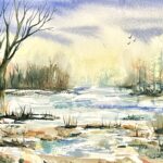 sample watercolor 140lb 9x12 in 12x16 double mat (copy)