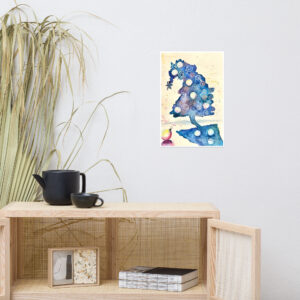 Print of a funny watercolor Christmas tree YB Boricua Art LLC / Boricua Art / ARTIST: Yolanda Barreto