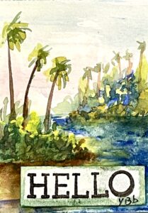 small original watercolor painting, ornament decor / ATC ACEO