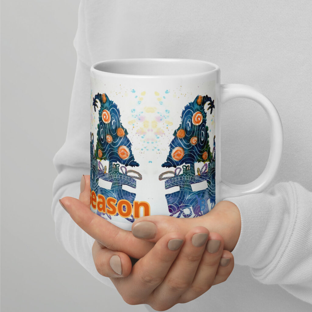 Christmas tree tis the season mug / ARTIST: Yolanda Barreto / YB Boricua Art LLC