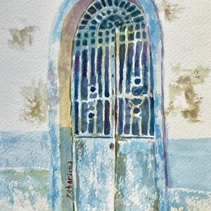 Original watercolor painting of an antique doo in Panama City on Calle 8E