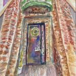 Small hand painted door / original watercolor painting
