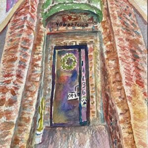 Small hand painted door / original watercolor painting