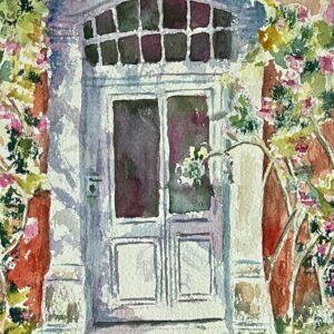 Original watercolor painting of door in France