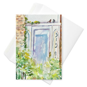 at the door greeting card