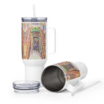 the ole hen door travel mug / ARTIST: Yolanda Barreto / YB Boricua Art LLC