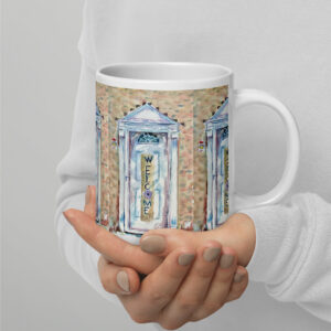 welcome door mug