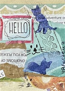 Cat mixed media ATC artist trading cards / ACEO Artist Cards Edition Originals / ARTIST: Yolanda Barreto / YB Boricua Art LLC / Boricua Art