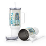 antique door travel mug / ARTIST: Yolanda Barreto / YB Boricua Art LLC