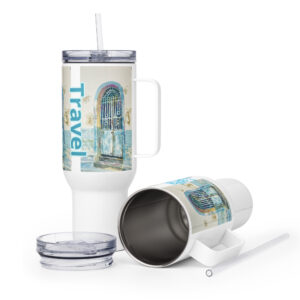 antique door travel mug