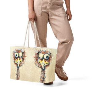 Funny cartoon bird oversized bag / ARTIST: Yolanda Barreto / YB Boricua Art LLC