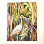 Original white bird watercolor painting