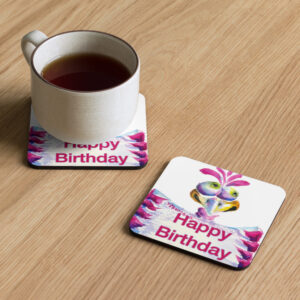 Funny bird happy birthday coaster