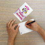 Funny bird happy birthday postcard